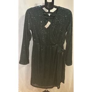 NWT Maurices Green Sequins Wrap Dress size M